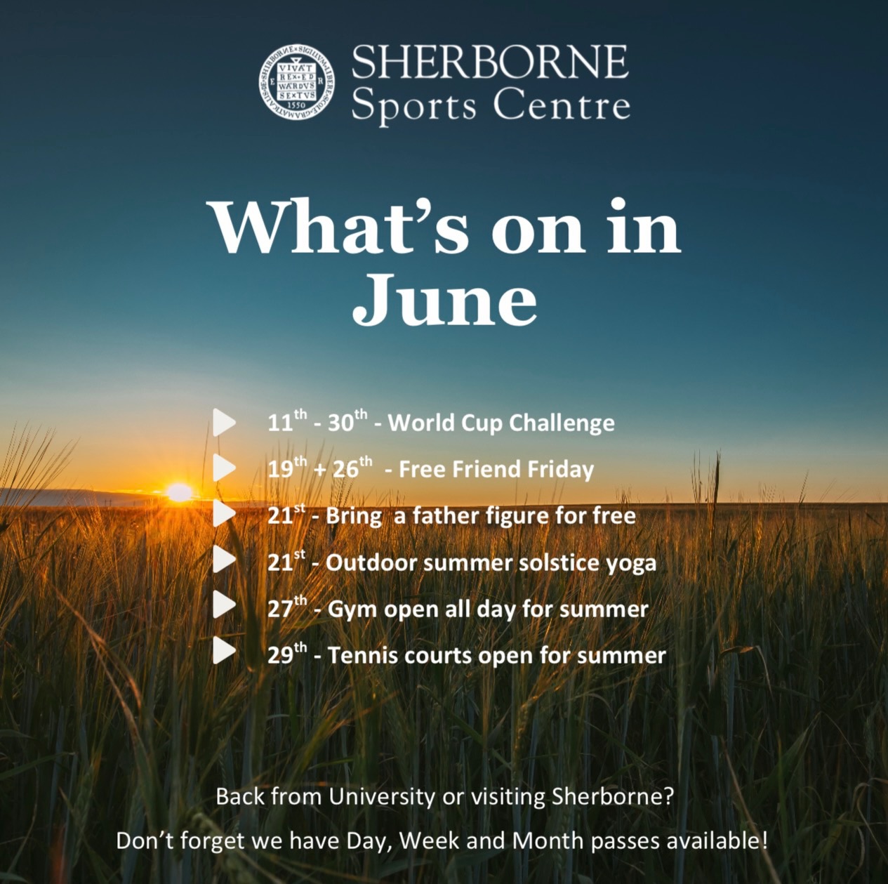 Take a look at some of the exciting stuff taking place in the month of June. 🌷
Kick Summer off in the right way by entering our World cup challenge. ⚽️
Between the 11th and 30th June🔥
Score 3/3 penalties against a staff member to win a prize!✨