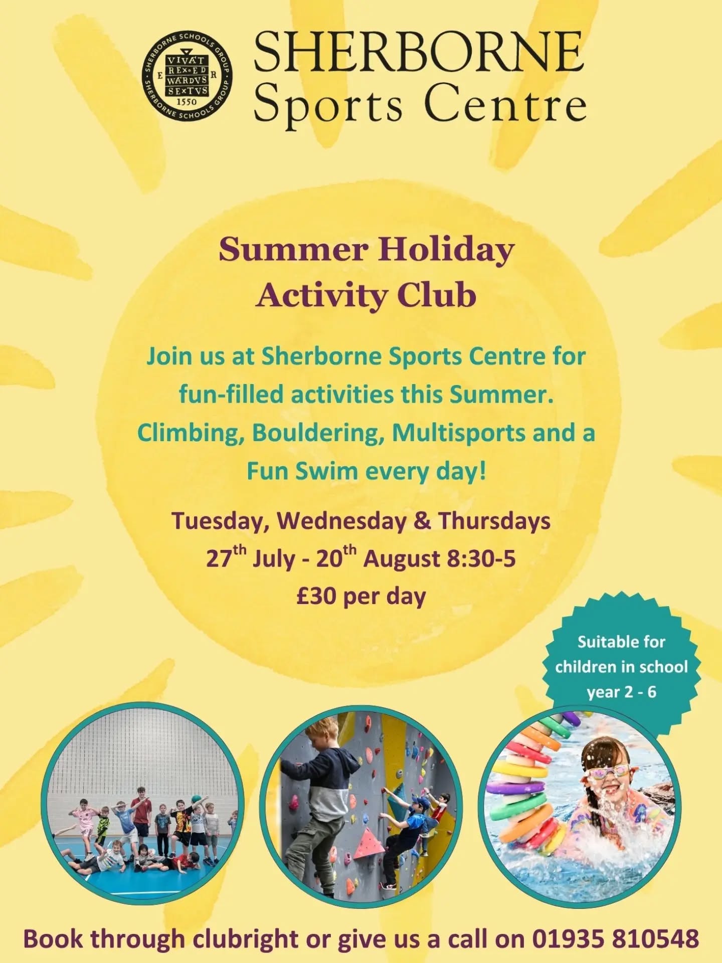 Our Summer Holiday Club is now LIVE 🌞💦🧗♂️⚽🎾
Get your spaces booked in using the Clubright app or give us a call at reception.
Climbing, bouldering, swimming and multi sports guaranteed every day!
✨ Tuesday, Wednesday and Thursday
✨ 27th July - 20th August
✨ 8:30-5